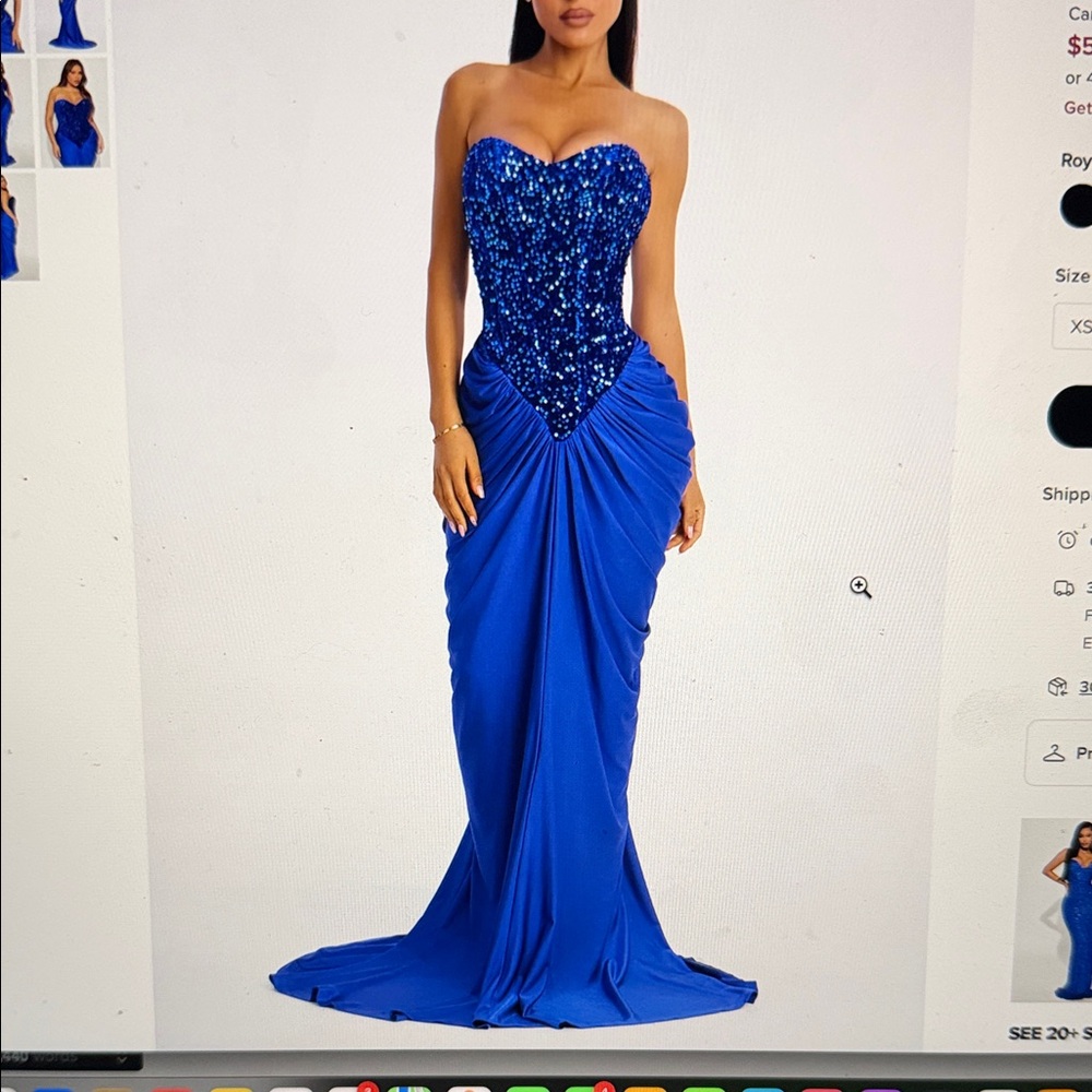 Fashion Nova Royal Blue Strapless Dress